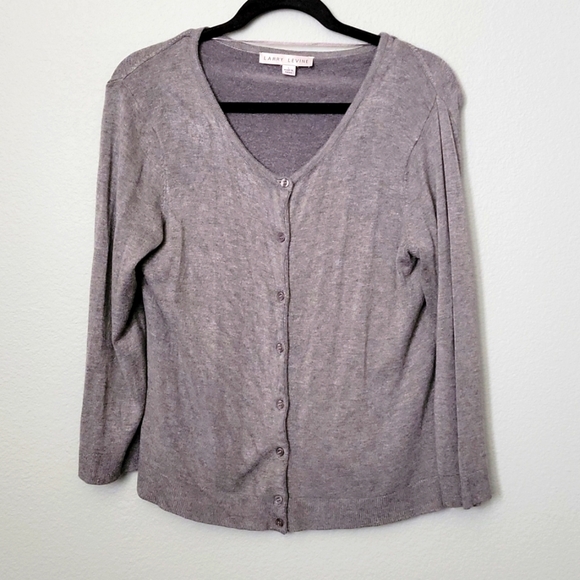 Larry Levine soft gray stretch cardigan large - Picture 1 of 5